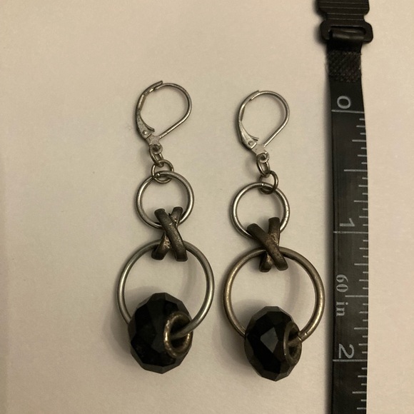 (3 for $25) Silver & Black Pierced Earrings - Picture 2 of 2